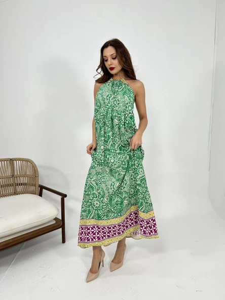 Lucky Life Kadın 9 ELBİSE-YEŞİL - Resim 3