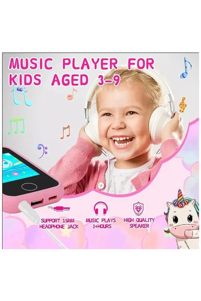 Çocuklar İçin Eğitici Telefon Dokunmatik Ekran Çift Kameralı Fenerli Müzik Çalar Oyun Video Pembe - 3