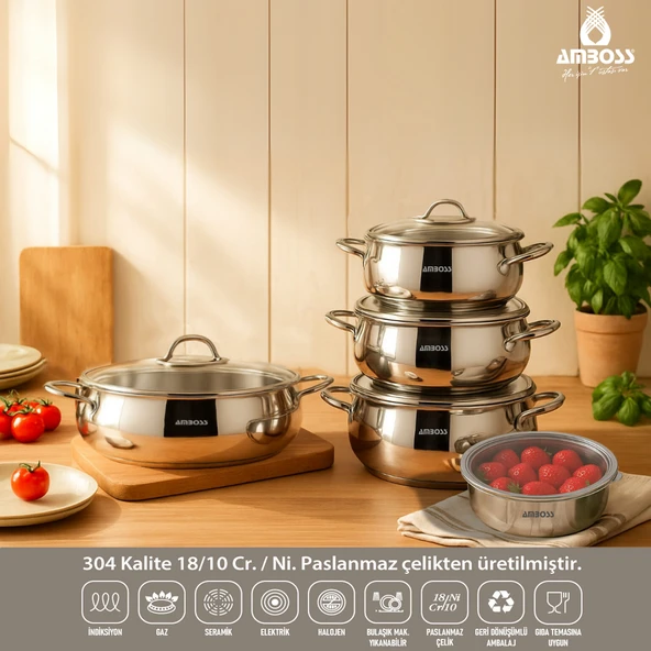 10 Parça Cook SteelBox Paslanmaz Çelik Tencere ve Saklama Kabı