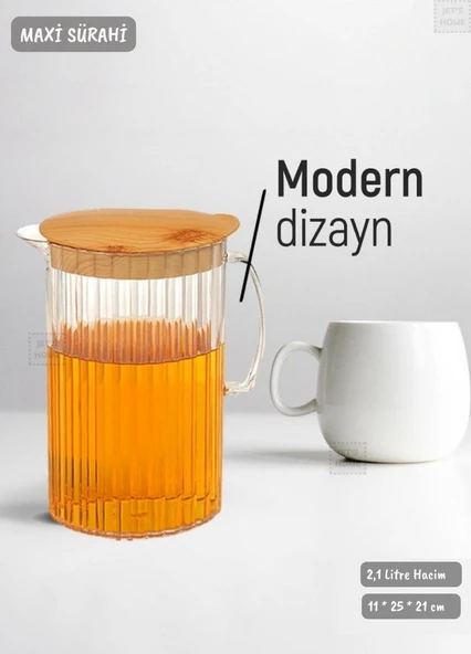 Bambu Renk Sürahi Plastik 2,1 Litre BPA FREE - 2