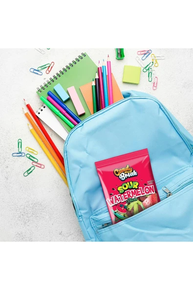 American Foods Candy Break Sour Watermelon Karpuz Aromalı Ekşi Yumuşak Şeker 113 Gr - 6