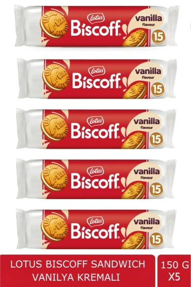 Lotus Bıscoff Sandwıch Bıscoff Vanilya Kremalı 150 gr X 5 Adet - 2