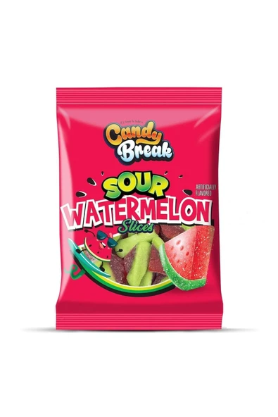 American Foods Candy Break Sour Watermelon Karpuz Aromalı Ekşi Yumuşak Şeker 113 Gr