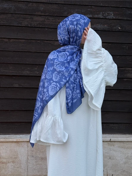 Pamuklu Soft Roza Desen Şal-Lila - 2