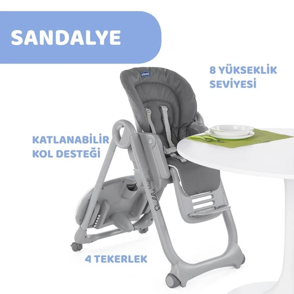 Chicco Polly Magic Relax Mama Sandalyesi Grey Melange - 3