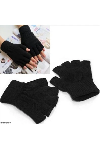 ROBESBON Moda, Kısa, Yarım Parmak Triko Eldiven ( Unisex )