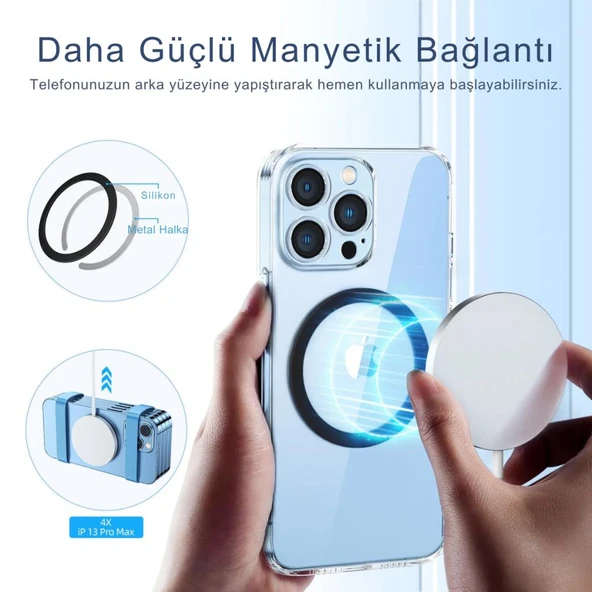 Polham 0.4mm 6 Adet Set Ultra İnce Yapışkanlı Mıknatıslı Metal Halka, 3M Hafif Tüm Telefonlara Uyumlu - 2