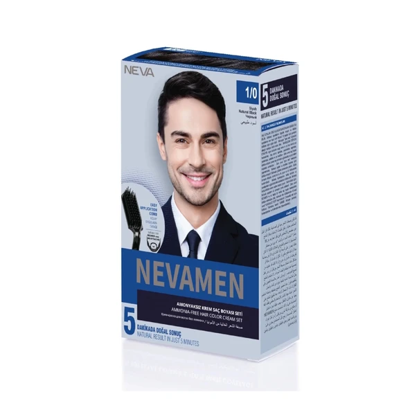 Neva Nevamen 10 Siyah Amonyaksız Krem Saç Boyası Seti
