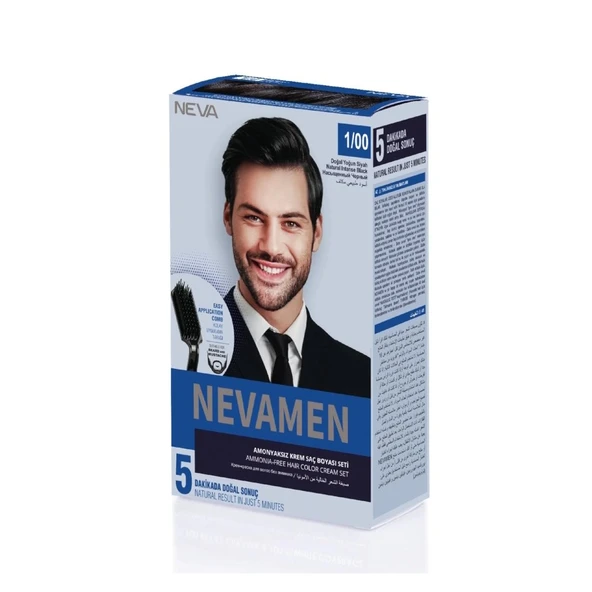 Neva Nevamen 100 Doğal Yoğun Siyah Amonyaksız Krem Saç Boyası Seti ürün görseli