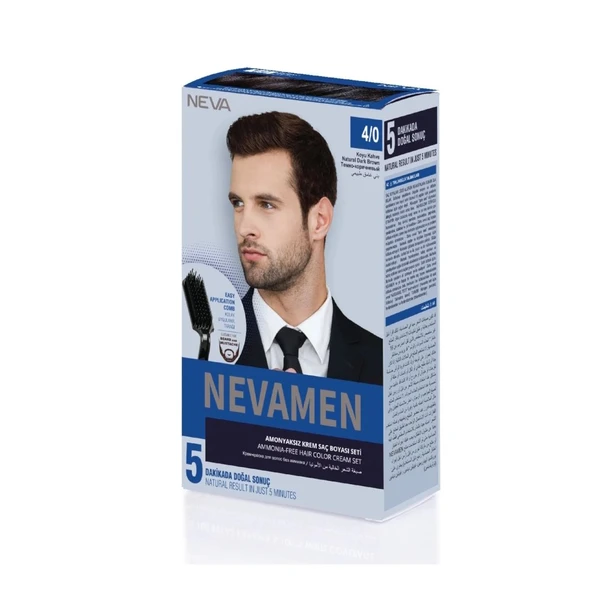Neva Nevamen 40 Koyu Kahve Amonyaksız Krem Saç Boyası Seti ürün görseli