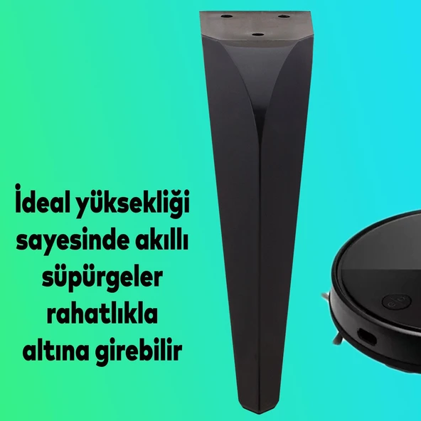 Mobilya Kanepe Tv Ünitesi Koltuk Ayağı 18 Cm Siyah Konsol Ayakları - 3