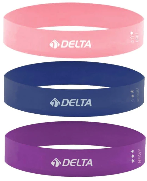 Delta Latex 3'lü Aerobik Pilates Direnç Egzersiz Bandı Squat Çalışma Lastiği (Uç Kısmı Kapalı)