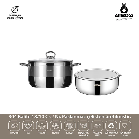 4 Parça Cook and Store Paslanmaz Çelik Tencere Saklama Kabı Pratik Set - Resim 2