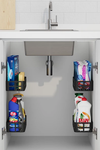 4'lü Yapışkanlı Dolap Içi Organizer, 4'lü Banyo Düzenleyici, Duş Rafı Organizer Şampuanlık