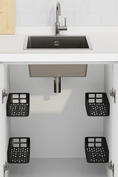4'lü Yapışkanlı Dolap Içi Organizer, 4'lü Banyo Düzenleyici, Duş Rafı Organizer Şampuanlık - 2