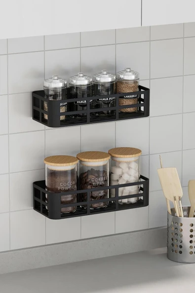 4'lü Yapışkanlı Dolap Içi Organizer, 4'lü Banyo Düzenleyici, Duş Rafı Organizer Şampuanlık - 4