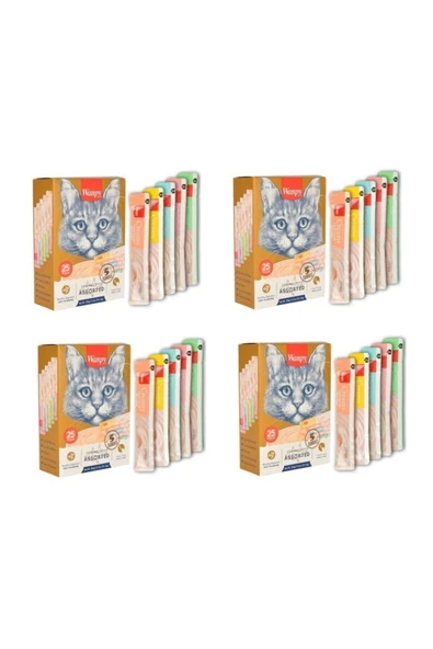 Wanpy Karışık 8 Lezzetli Sıvı Kedi Ödül Maması 14 Gr 25 Li Paket