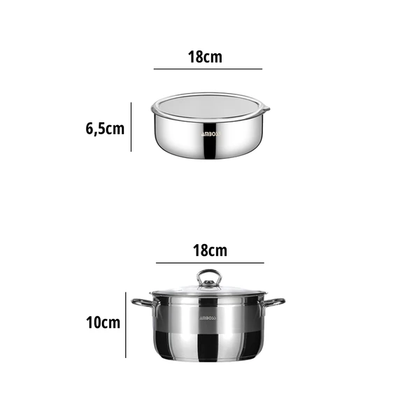 4 Parça Cook and Store Paslanmaz Çelik Tencere Saklama Kabı Pratik Set - Resim 5