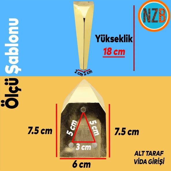 Mobilya Kanepe Tv Ünitesi Koltuk Ayağı 18 Cm Gold Altın Konsol Ayakları - Resim 2