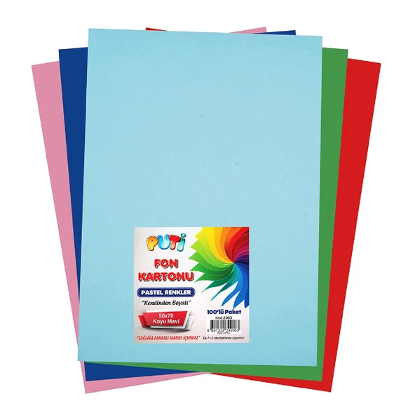 Puti 50x70 Fon Kartonu 100 Lü Karışık Renk (KOD : 6043)
