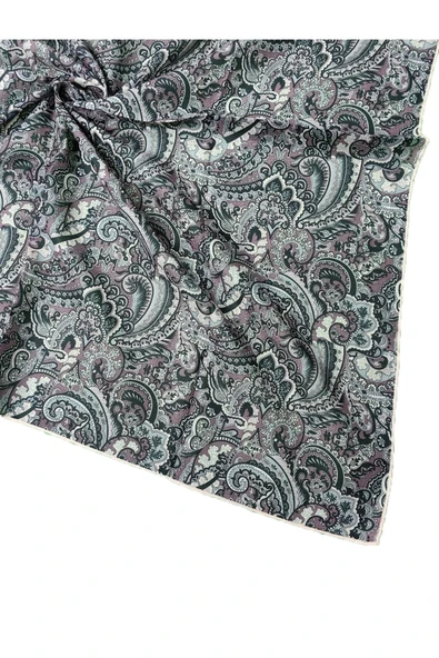 Ebruli Pamuklu Etnik Desenli Soft Eşarp – 90x90 cm - 1