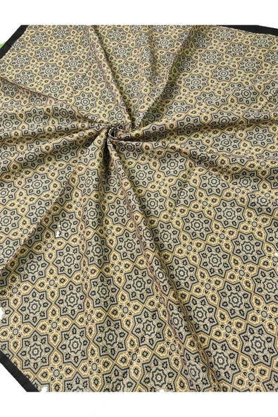 Ebruli Pamuklu Etnik Desenli Soft Eşarp – 90x90 cm - 2