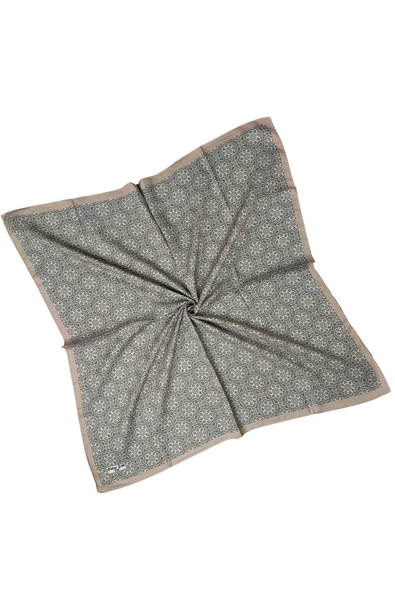 Ebruli Pamuklu Etnik Desenli Soft Eşarp – 90x90 cm - 3