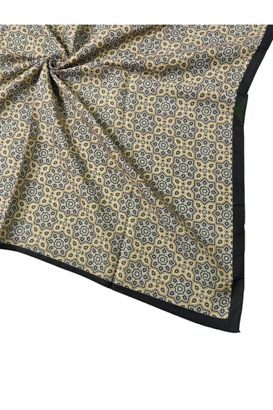 Ebruli Pamuklu Etnik Desenli Soft Eşarp – 90x90 cm