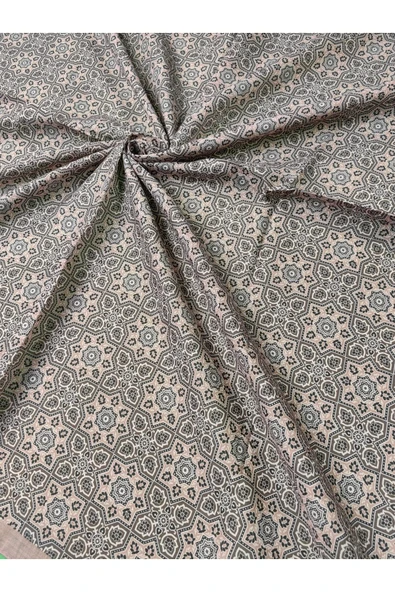 Ebruli Pamuklu Etnik Desenli Soft Eşarp – 90x90 cm - 2