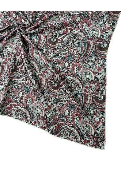 Ebruli Pamuklu Etnik Desenli Soft Eşarp – 90x90 cm ürün görseli 1