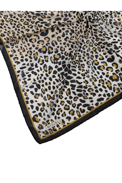 Mısırlı Eşarpları Leopar Desenli Star Krep Eşarp
