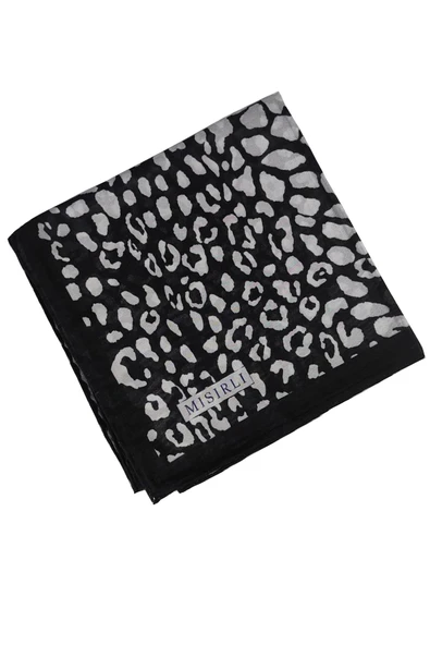 Mısırlı Eşarpları Leopar Desenli Star Krep Eşarp - 3