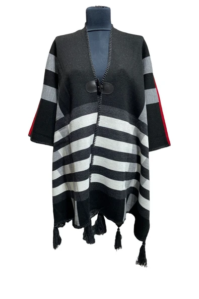 Akmoda Kalın Kışlık Triko Uzun  Panço ürün görseli 1