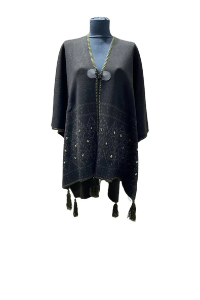 Akmoda Kalın Kışlık Triko Uzun  Panço ürün görseli 1