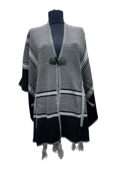 Akmoda Kalın Kışlık Triko Uzun  Panço ürün görseli 1