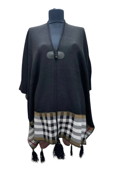 Akmoda Kalın Kışlık Triko Uzun  Panço