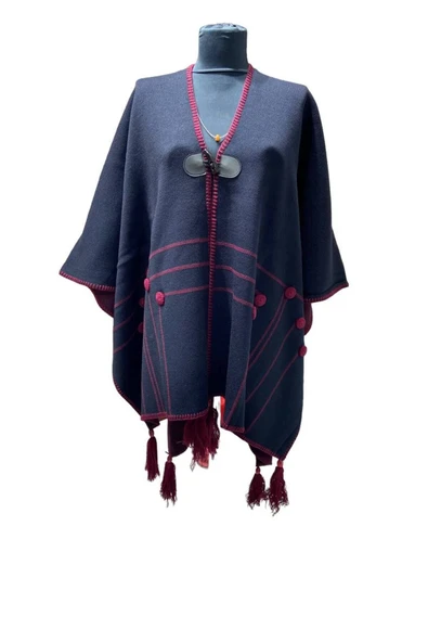 Akmoda Kalın Kışlık Triko Uzun  Panço