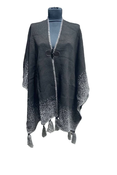 Akmoda Kalın Kışlık Triko Uzun  Panço ürün görseli 1