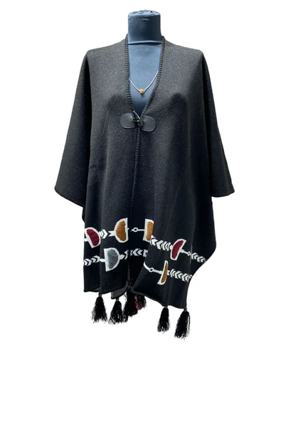 Akmoda Kalın Kışlık Triko Uzun  Panço ürün görseli 1