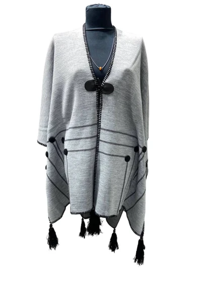 Akmoda Kalın Kışlık Triko Uzun  Panço ürün görseli 1