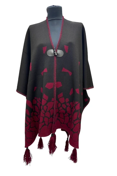 Akmoda Kalın Kışlık Triko Uzun  Panço