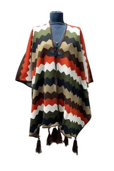 Akmoda Kalın Kışlık Triko Uzun  Panço ürün görseli 1