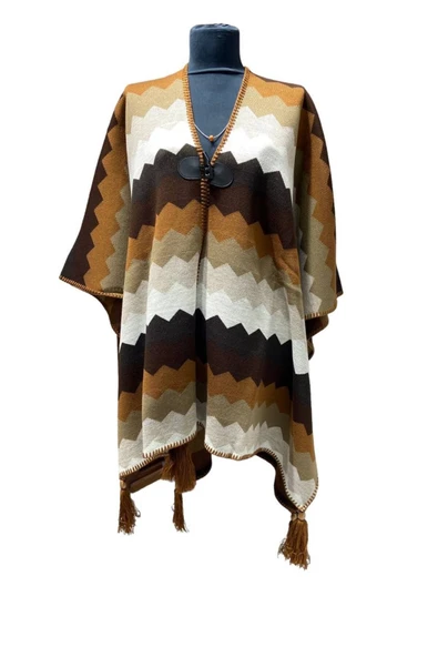 Akmoda Kalın Kışlık Triko Uzun  Panço ürün görseli 1