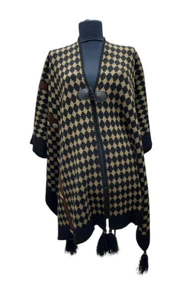 Akmoda Kalın Kışlık Triko Uzun  Panço
