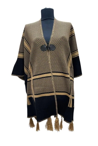 Akmoda Kalın Kışlık Triko Uzun  Panço ürün görseli 1