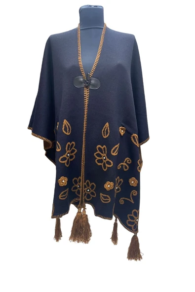 Akmoda Kalın Kışlık Triko Uzun  Panço ürün görseli 1