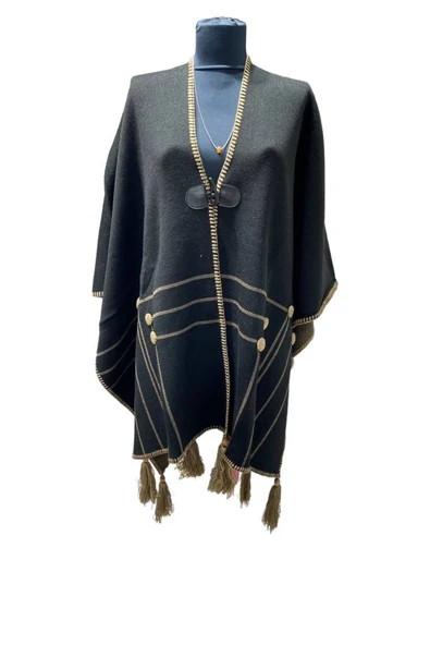 Akmoda Kalın Kışlık Triko Uzun  Panço ürün görseli 1