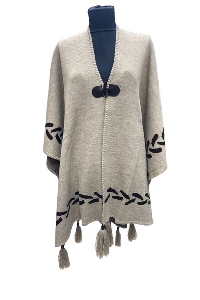 Akmoda Kalın Kışlık Triko Uzun  Panço ürün görseli 1