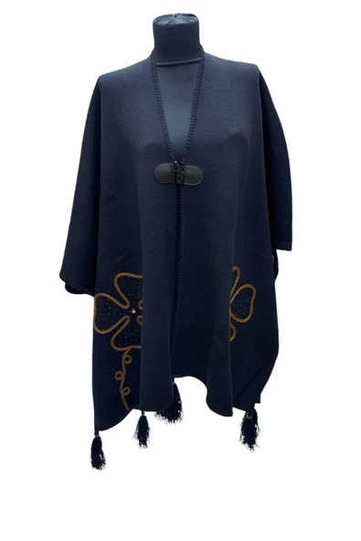 Akmoda Kalın Kışlık Triko Uzun  Panço ürün görseli 1