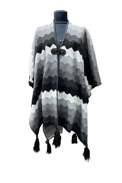 Akmoda Kalın Kışlık Triko Uzun  Panço ürün görseli 1